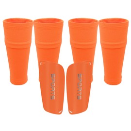 Kids Youth Soccer Shin Guards with Sleeves Slip in Soccer Shin Pads for Boys Girls Ages 3–15 Protective Gear for Football & Training(3Set) (Orange, L)