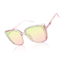 LVIOE Polarised Oversized Womens Sunglasses Cat-eyes, Square Large Frame Ladies Sunglasses UV Protection (Pink)