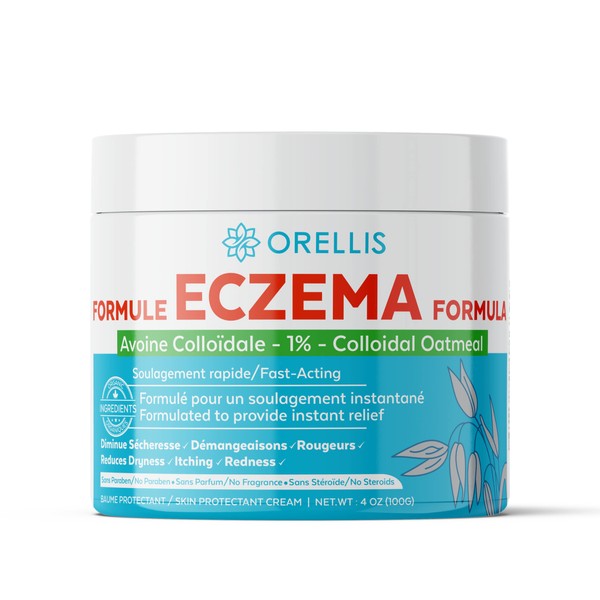 Orellis Eczema Cream with Organic Colloidal Oatmeal, Calendula & Propolis, Natural Eczema Relief Cream for Face & Body. Natural Eczema, Dermatitis Itch Relief Lotion for Kids & Adults. 4 oz. 100g