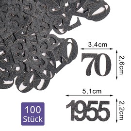 ALEGRE Glitter Confetti Birthday Decoration Black (70th Birthday 1955, Black)