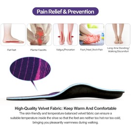 3ANGNI Orthotic Insole, High Arch Support Insert for Severely Flat Feet, Plantar Fasciitis, Orthopaedic Insole Pad for Men’s and Women’s Shoes - Black -