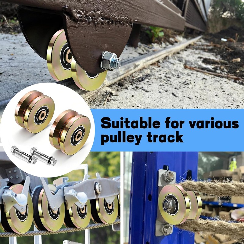 2 pcs 4" Heavy Duty Sliding Gate Rollers Wheels V