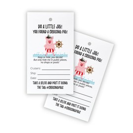 Cruising Ducks Cards Tags Cruising Pig | 30 pk with Holes | 2x3.5” Add to Your Rubber Ducks Do A Little Jig You Found A Pig Cruise Ship Carnival Game Labels Passport Captain Piggy