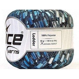 Oceania Ladder Ribbon Yarn Ice Blue White Ladder