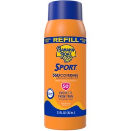 Banana Boat Sport 360 Coverage Spray Sunscreen Mist SPF 50 Refill | Non-Aerosol Sunscreen Spray, SPF 50 Sunblock Mist, Oxybenzone Free, 360 Coverage Refill, 5.5Fl Oz