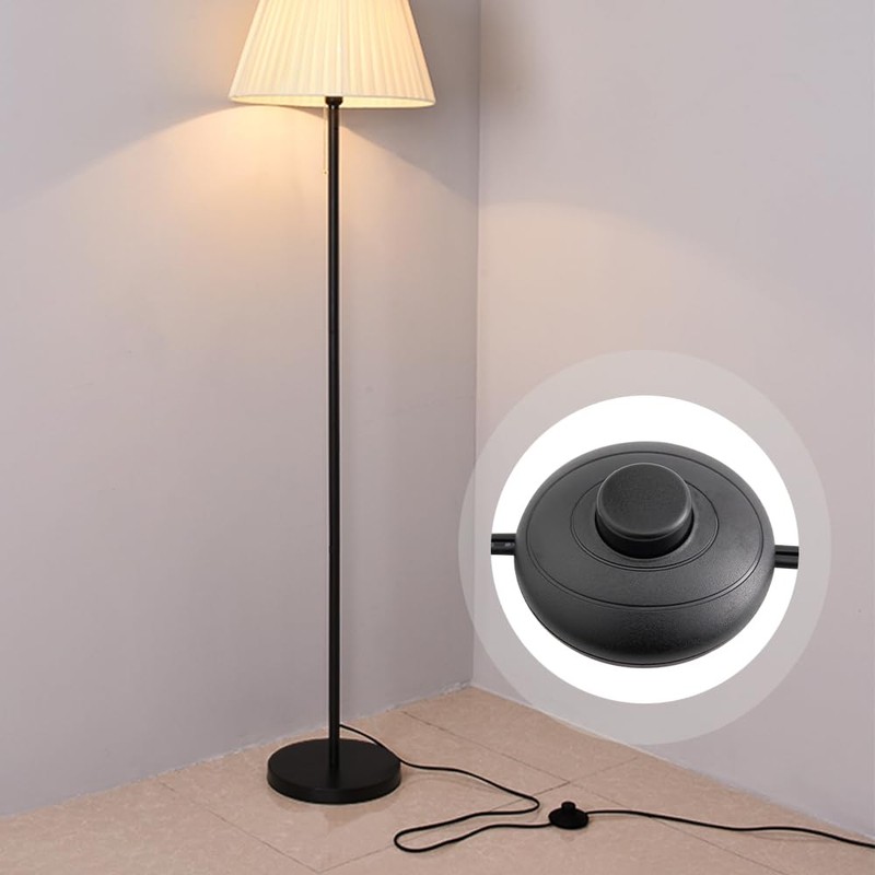 Asjeumt 6ft Foot Switch Lamp Cord Replacement, Black Floor Light