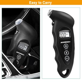 GODESON Digital Tyre Pressure Gauge 150 PSI 10 Bar with 4 Settings, Car Accessory with Backlit LCD, Tyre Gauge Suitable for Cars, Trucks, Bicycles, Motorcycles
