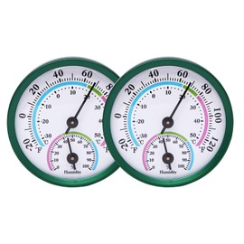 LayscoPro Mini Indoor Thermometer Hygrometer Analog 2 in 1 Temperature Humidity Monitor Gauge for Home, Room, Outdoor, Offices, Display Mechanical (No Battery Needed) (Green-2 Pack, Green-2 Pack)