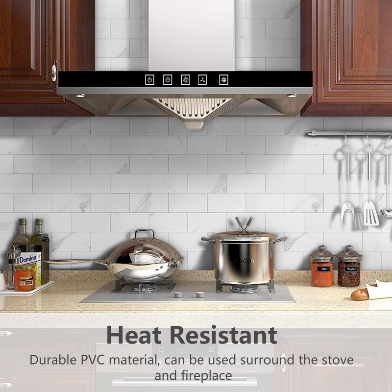 STICKGOO 100-Pieces Peel and Stick Backsplash, 3" x 6" PVC