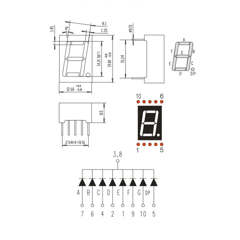 PATIKIL LED Display Digital Tube, 10 Pack Common Cathode 7