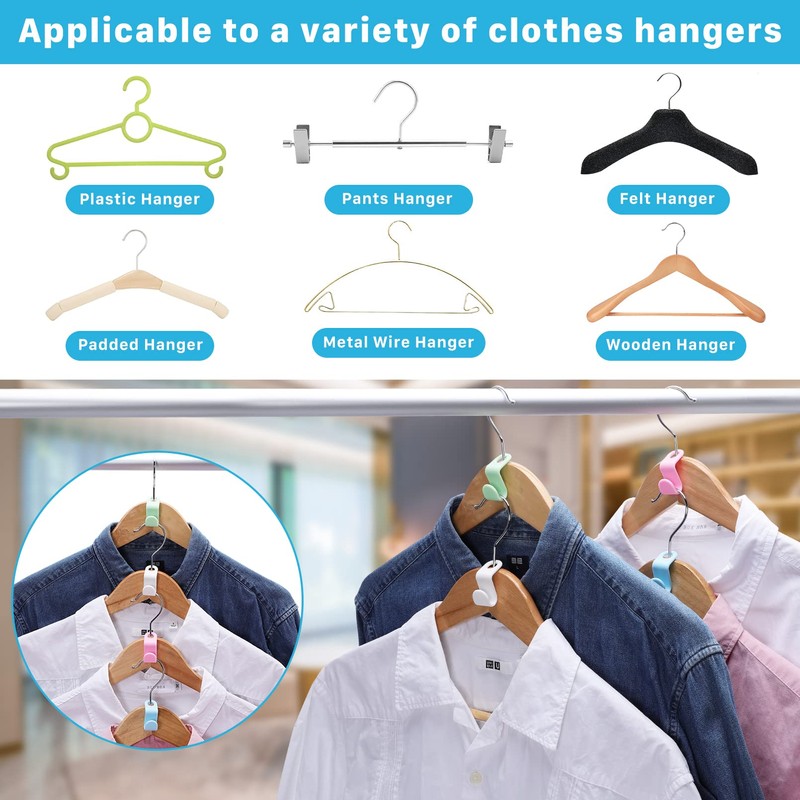 Erinnmy 200PCS Clothes Hanger Connector Hooks,Space Saving Hanger Hooks,Heavy Duty