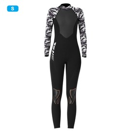 Men Women Neoprene One Piece Diving Suit Long Sleeve Fast Dry Swimwear Snorkeling Wetsuit(Women S)