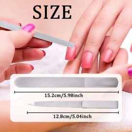 2pcs Multi-Function Stainless Steel Nail File - Practical Professional Double-Sided Etched Glass Nail File is Dust-Proof Hand and Foot Care Trimmer, Suitable for Men and Women's Fingernails Toenails