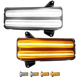 ROCCS Sequential Amber Turn Signal Switchback LED Side Tow Mirror Marker Light White DRL Parking Light fit for 2020 2021 2022 2023 2024 Chevy Silverado/GMC Sierra 2500 3500,Clear Lens