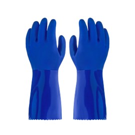 Kitchen-Star Ultimate Rubber Household PVC Gloves with Comfortable Cotton Lined, Anti-Slip surface, Kitchen Dishwashing, Extra Thickness, Kitchen Cleaning, Working, Painting, Pet Care (Small, Blue)