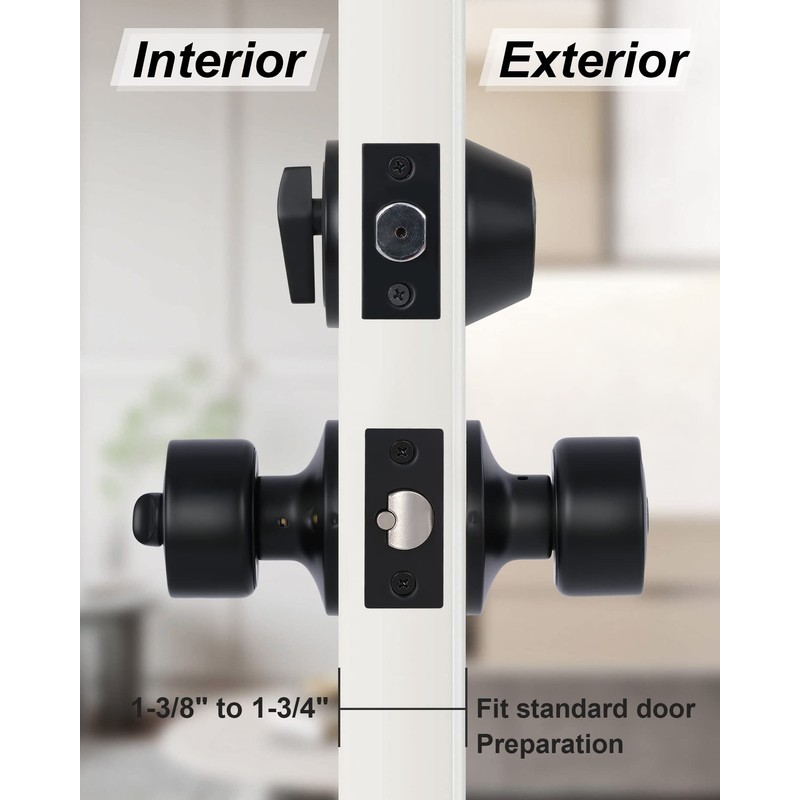 Lanwandeng 4 Sets Keyed Alike Entry Door Knobs and Single