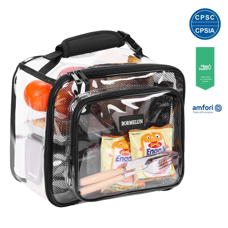 BORMELUN Clear Lunch Box Tranaparent Plastic Bag for School Kids