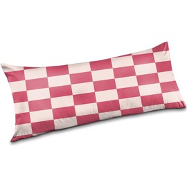 GABraden Body Pillow Cover - Super Soft Microfiber Body Pillow Case,Hidden Zipper,Print Pattern,Comfortable Fabric,Lightweight and Breathable,The Size is 20 "X 54"(Pink-Checkered)