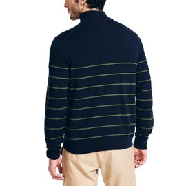 Nautica Men's Navtech Striped Quarter-Zip Sweater, Navy Seas, Large