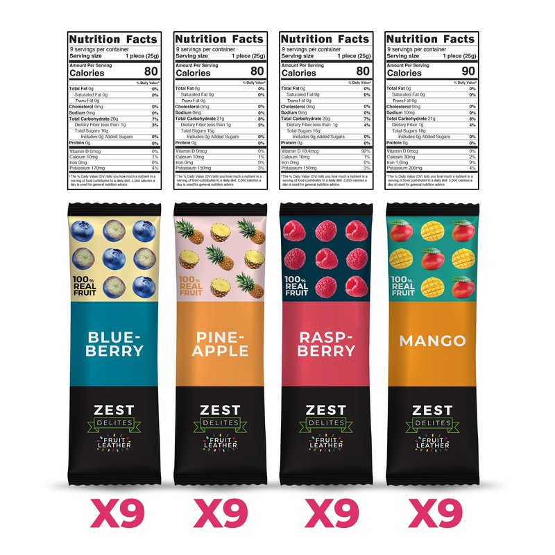 Fruit Snacks by Zest Delites, Fruit Leather Bars, Healthy Snacks