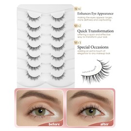 Onlyall Short Natural Lashes Fake Eyelashes Wispy Natural Eyelashes D17