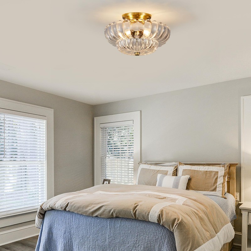 Tradetop Semi Flush Mount Ceiling Light, Gold Light Fixture Ceiling