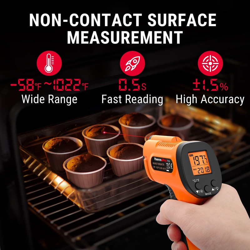 TempPro Temperature Gun, Infrared Thermometer Gun with Laser, Laser Thermometer