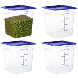 BIEAMA 4 Pack Food Storage Containers, 18 Quart Square Commercial Food Containers with Lids, NSF, Polycarbonate, Clear