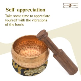 KARMA CRAFTER Tibetan Singing Bowl Set-Cuencos Tibetanos Meditation Sound Bowl 3.5 "Inch  - 3.5 Inch