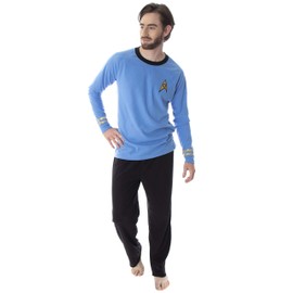 INTIMO Star Trek Original Series Men's Commander Spock Uniform Costume Sleepwear Pajama Set (Large)
