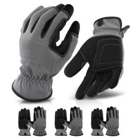 Auto Dynasty Universal 2 Pair Gray Professional Durability Comfort Working Gloves with Inner Pad Elastic Wrist Cuff for DIY projects, gardening, outdoor activities