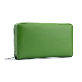 FANDARE Women Wallet with RFID Blocking Genuine Leather Long Wallet Ladies Purses Credit Card Holder Large Capacity Clutch Bag Money Organizers with 36* Card Slots Green