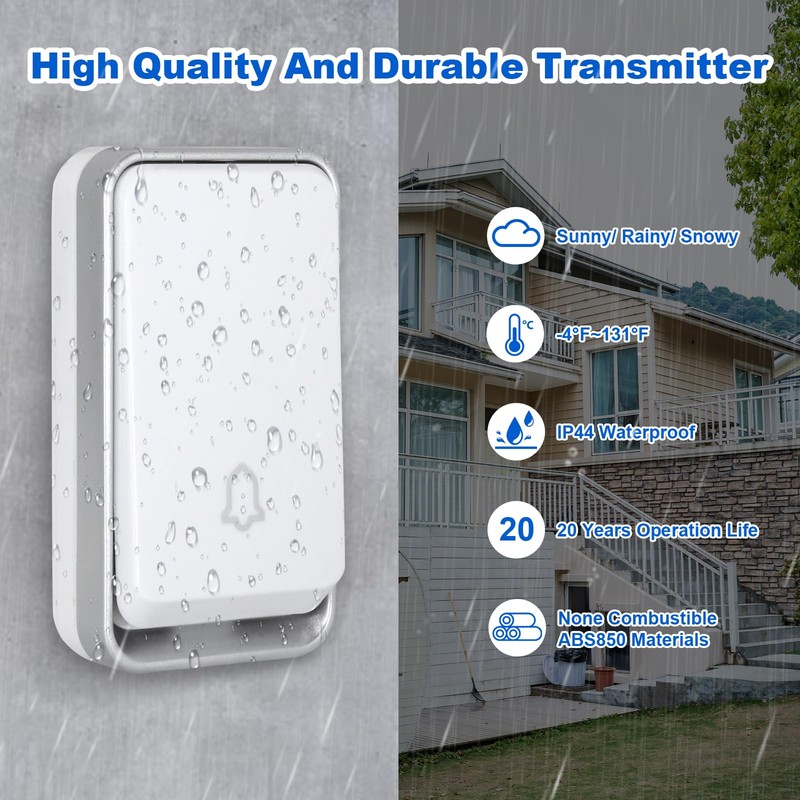 【No Battery Required】 Wireless Doorbell Waterproof, AURTEC Door Chime Kit