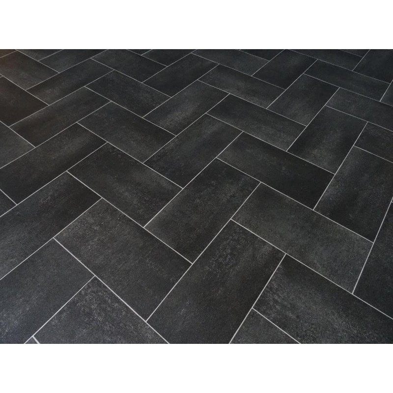 PVC Flooring Vinyl Flooring Nested Tiles, Black, DIN A4 Sample