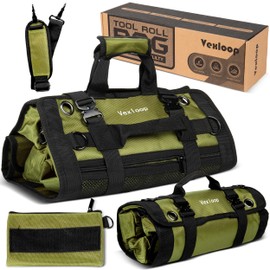 Vexloop Roll Up Tool Bag Organizer, Motorcycle Tool Bag for Wrenches and Screwdriver, Tool bag roll up for Electrician, Tool Roll Bag Storage organizer, Tool bags for men