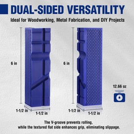 WORKPRO 6" Magnetic Vise Jaw Pads, TPU Soft Grips with Dual-Sided V-Groove & Flat Design, Ideal for Drill Press, Bench Clamp, Metalworking and Woodworking