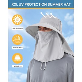 Zylioo XXL Oversize Sun Hats for Men Women Big Heads Fishing Hat UPF 50+ Breathable Wide Brim Summer UV Protection Hat
