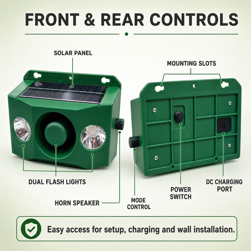 Solar Animal Repellent Alarm for Farm and Garden – Loud