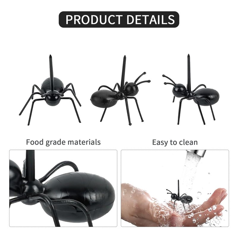 Pack of 72 Ant Toothpicks, Food Picks, Reusable Mini Fruit