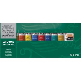 Winsor & Newton Winton Oil Paint, 12-piece Studio Set, 8 x 21ml Tubes + Accessories