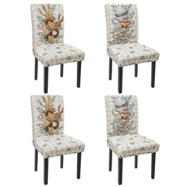 Rcvlauf Easter Chair Covers Set of 4 Easter Eggs Peeps Bunny Spring Stretch Parsons Chair Slipcovers for Easters Dining Room Decor Chairs Seat Protectors (Easter Egg Bunny,4PCS)