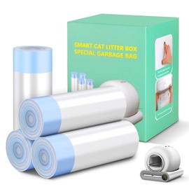 80 Count Cat Litter Bags, Self Cleaning Litter Box Liners, 18.2 x 18.2 inches Replacement Drawstring Bags Fit for Automatic Robot Box (80 Counts/4 Rolls）