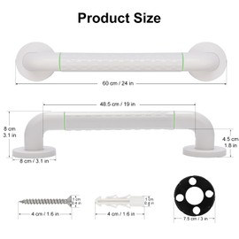 supregear Grab Bars for Bathtubs and Showers - Anti Slip Heavy Duty Shower Safety Handle - White Stainless Steel Support Rail for Bathtub Toilet Kitchen Stairway Elderly Children & Disability, 23.6 in