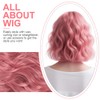Short Curly Pink Bob Wig with Bangs, Wavy Hair Synthetic