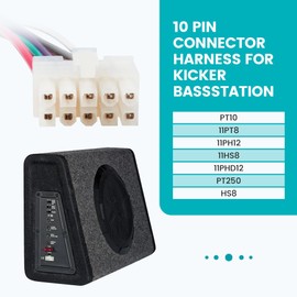 NuIth 10 Pin Stereo Wiring Harness for Kicker Bass Station, Radio Wiring Harness Plug Compatible with Kicker PT10 11PT8 11PH12 11HS8 11PHD12 PT250