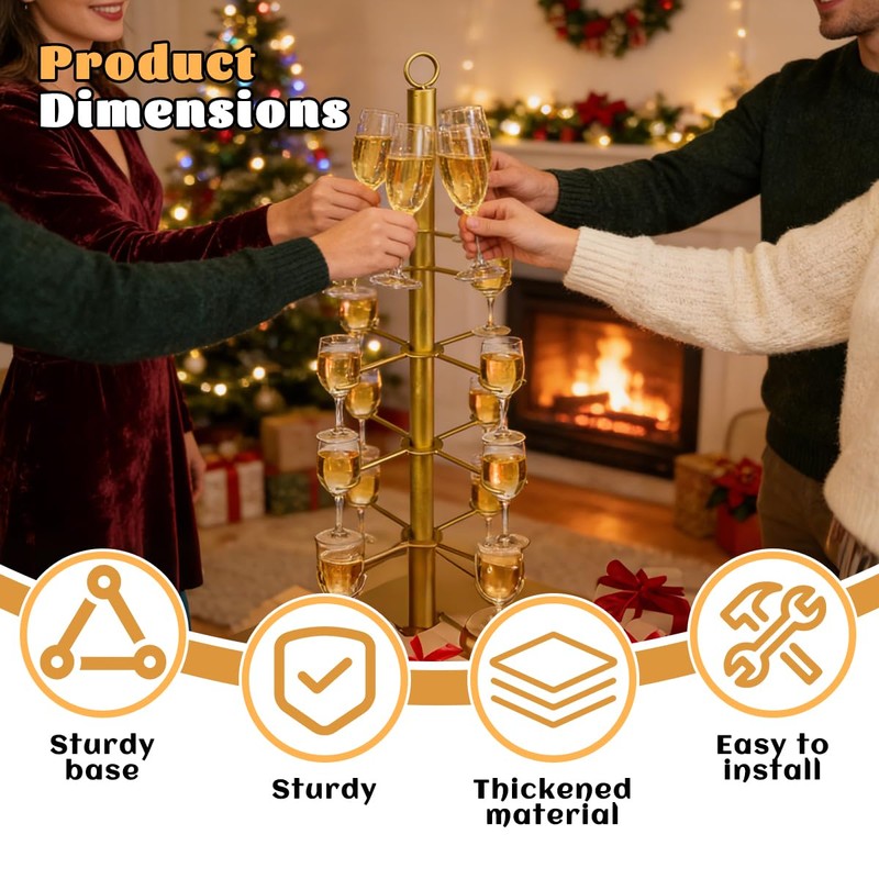 Leemeexaa Gold Champagne Tower Set of 2 Metal Cocktail Tree