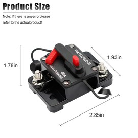 60 Amp Circuit Breaker, 12-48V Waterproof Inline Fuse Inverter with Manual Reset Switch, Fits Boat Trolling Motor Stabilizer Marine ATV Solar System Stereo Audio Trailer Vehicles Electronic Battery