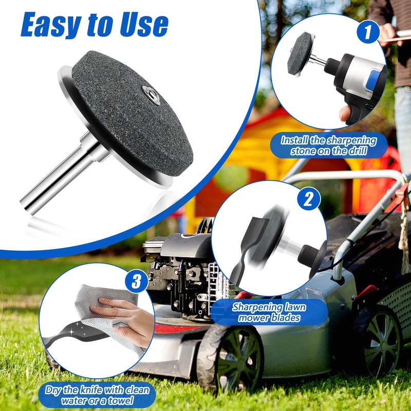 Anglekai 2+1PCS Metal Lawn Mower Blade Sharpener, Universal Metal Lawnmower