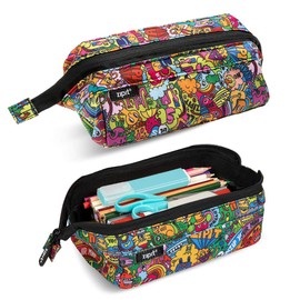 ZIPIT Lenny Pencil Case | Large Capacity Pencil Pouch | Pencil Bag for School, College and Office (Doodles)