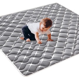 Vibe bear High-Density Sponge Baby Playpen Mat,47x47 Inches Thicken One-Piece Infants Crawling Mat,Comfortable and Soft Baby Playmat,Non Slip Washable Floor Mat for Babies,Infants,Toddlers